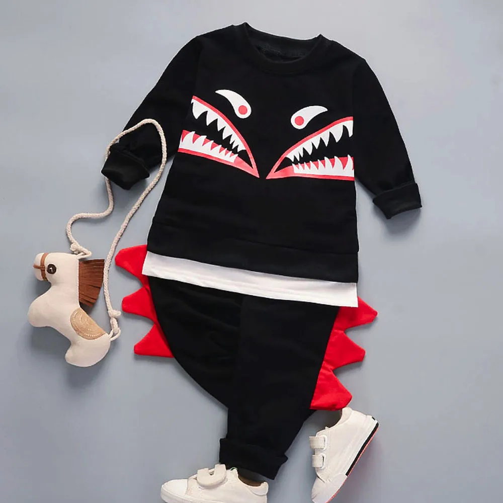 Autumn Kids Cotton Suit children's Clothing for babies newborn Toldder Baby Boys Tops+Pants Cartoon Print Outfits Clothes | Детская