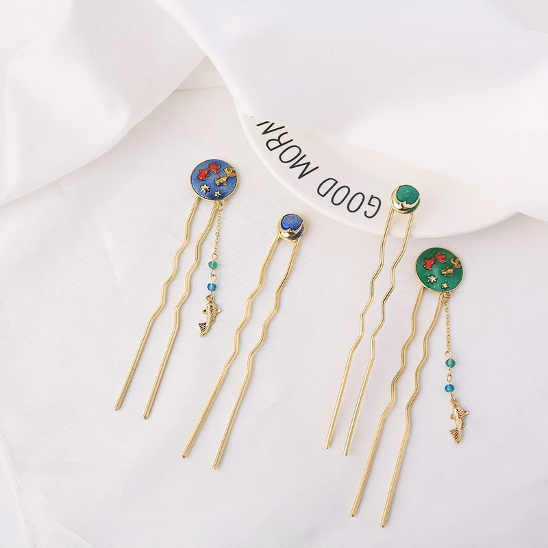 New Hot Fashion Ocean Wind Pendant Japan Personality Japan And Korea Style Exquisite U-type Hairwear Hairpin For Women Jewelry