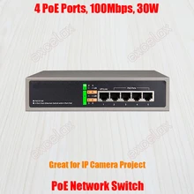 Сетевой коммутатор PSE5604E 100 Мбит/с 4 порта PoE 30 Вт 220 В переменного