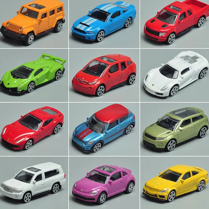 12 шт./компл. 1: 64 масштаб Металлический Сплав Мини авто Модель автомобиля Diecasts