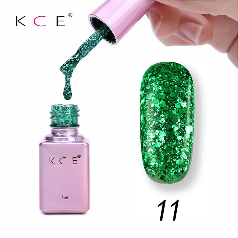 11 KCE Гель-лак для ногтей, УФ и светодиодный, сияющий, цветной, 15 цветов, 6 мл, долговечный, замачиваемый, лак, дешевый, маникюрный лак и штамп - Цвет: 11