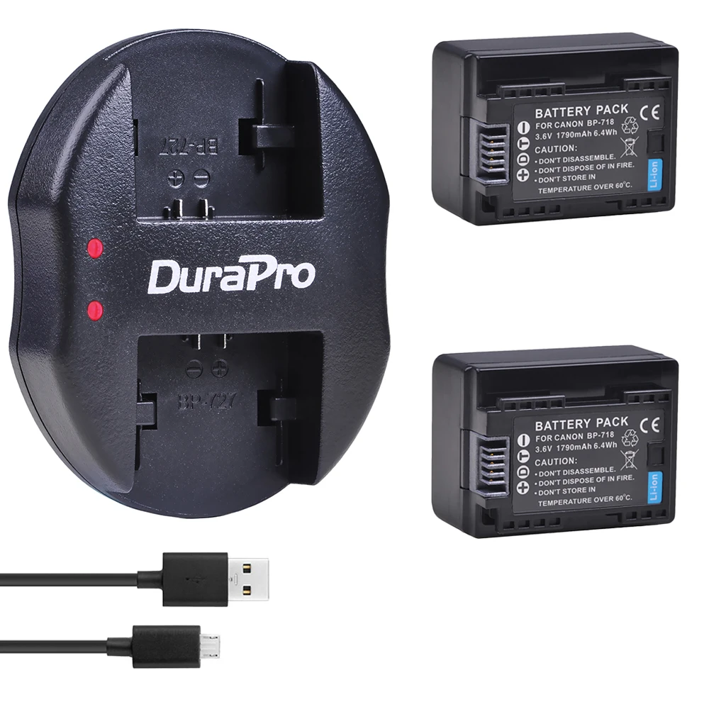 

2 шт. 1790 мАч BP-718 BP 718 камера батарея + USB зарядное устройство для Canon BP-709, BP-745, BP-727, фотокамера VIXIA HF M50, M51, M52, M560, R300, R306
