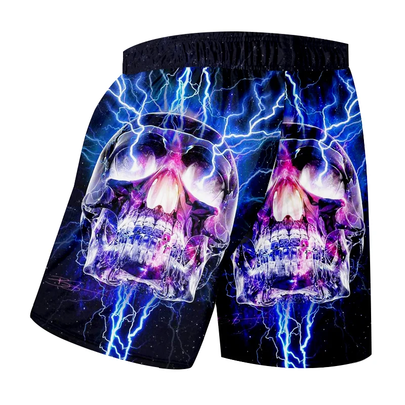 Шорты боксеры UJWI мужские с принтом модные повседневные штаны 3D черепа фонариком