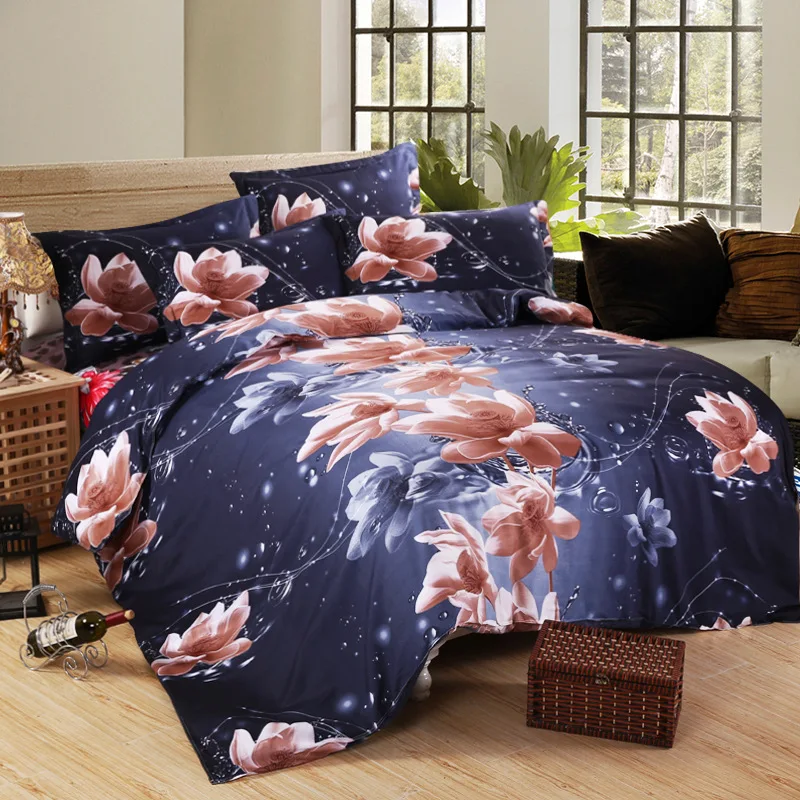 

3D Printing Rose Polyester Bedding Sets 4 Pcs Duvet Cover Bed Sheet Pillowcase Bedclothes Home Textiles
