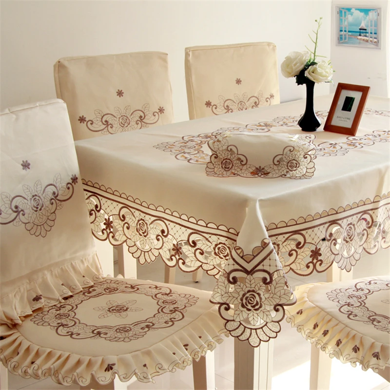 12 размеров полиэстер скатерть анти-масло кружево украшение дома вышитые