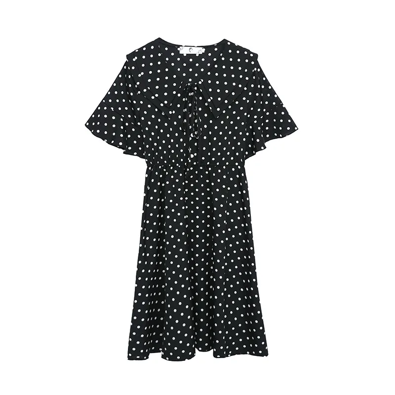 XL-4XL 2019 Summer Large size Women Dress Casual Polka Dot Plus Ruffles Peter Pan Collar Elegant Office Lady Vestidos | Женская одежда