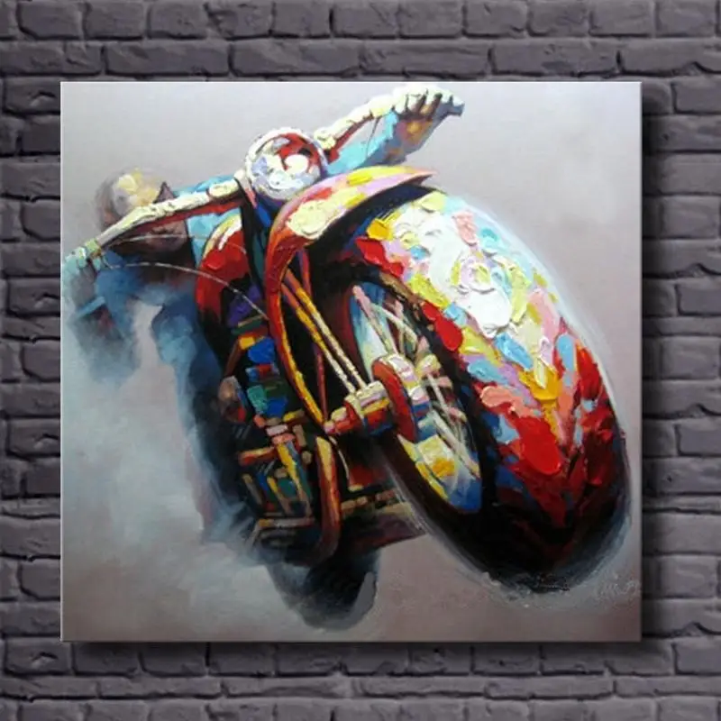 

Handpainted Motorcycle Canvas Oil painting Modern Abstract Oil Canvas Wall Art Painting for Living Room Home Decoration Paicture