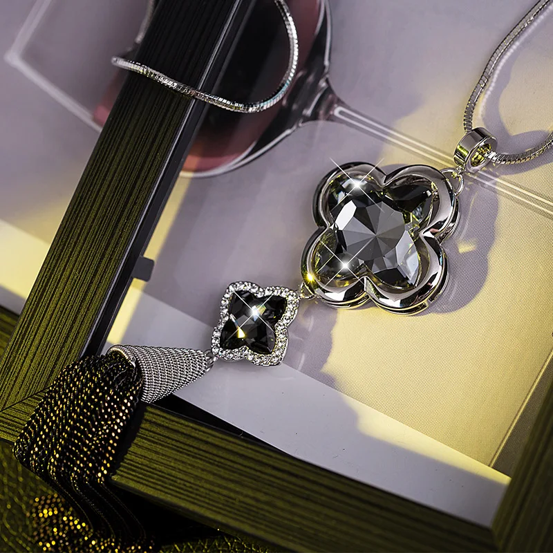 BYSPT длинной кисточкой Кристалл листьев Цепочки и ожерелья Для женщин моде s