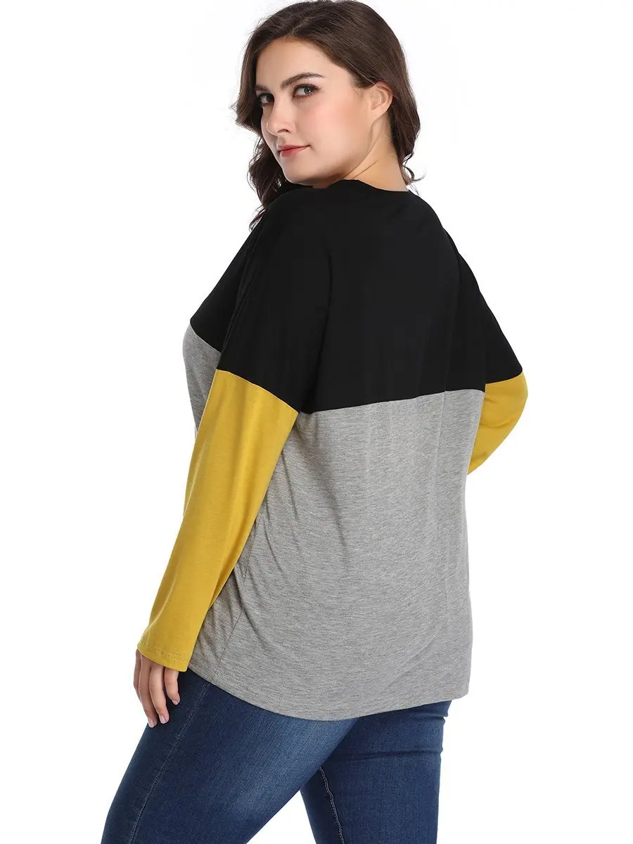 5XL размера плюс, повседневная женская блузка с круглым вырезом и длинным рукавом, разноцветная Элегантная Женская туника, топы, женская Свободная блуза, блузка, рубашка