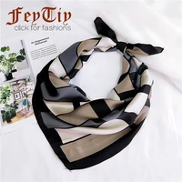 black plaid kerchief fashion square scarf women foulard office neck wraps high quality small headband 7070cm hostess scarves