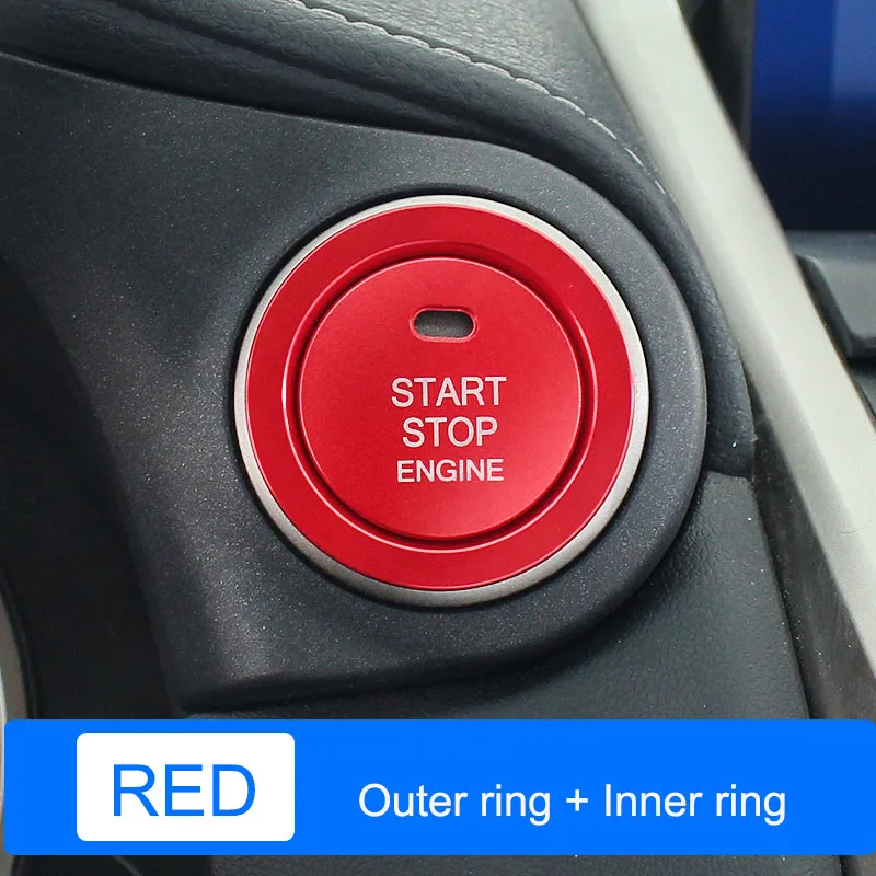 Start Button Sticker QHCP, автомобильный двигатель, кнопка старта стоп, кольцо, наклейка, алюминиевый сплав, устройство зажигания, переключатель, рамка, крышка для Lexus NX200 300 200T 300H - Название цвета: Start Button Sticker