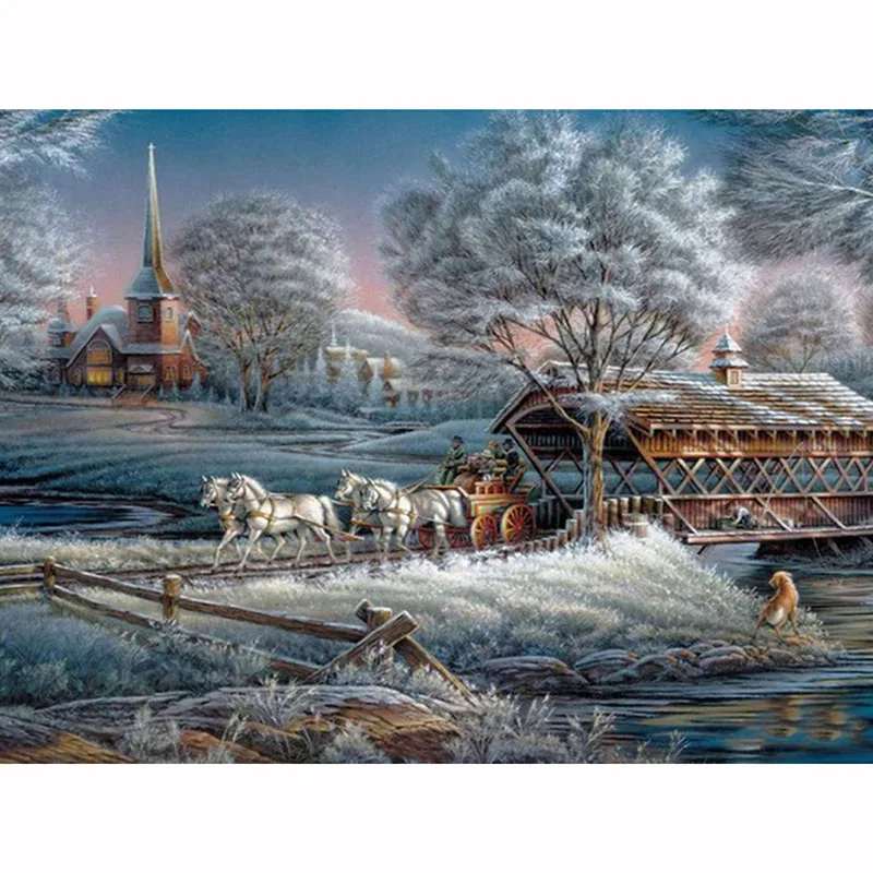 

5D DIY Diamond Embroidery Winter Landscape Cross Stitch Full Square/Round diamond painting rhinestones love gift