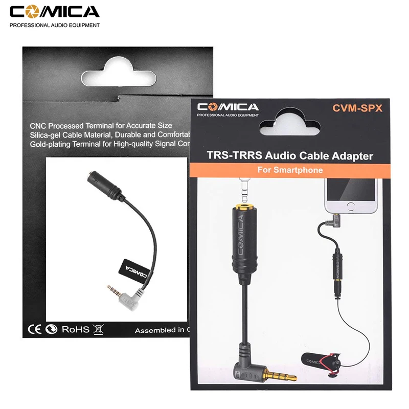Кабель адаптер Comica для смартфонов iPhone Samsung HTC TRS(Female) TRRS(Male)