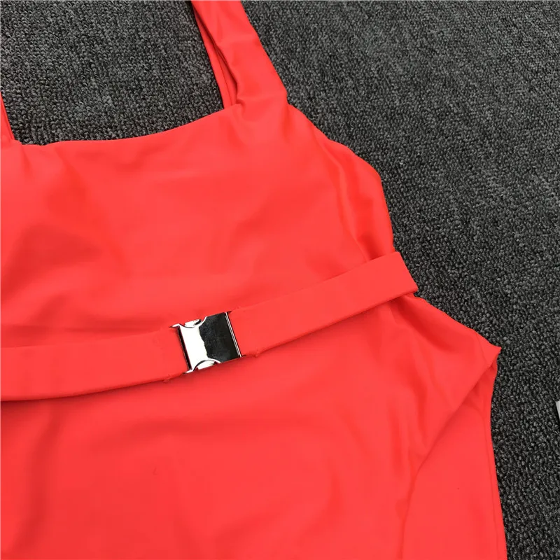 Bikini 2019 Swimming Suit For Women Sexy Simple Belt Red One Piece Swimsuit Summer Beach Swimwear | Спорт и развлечения