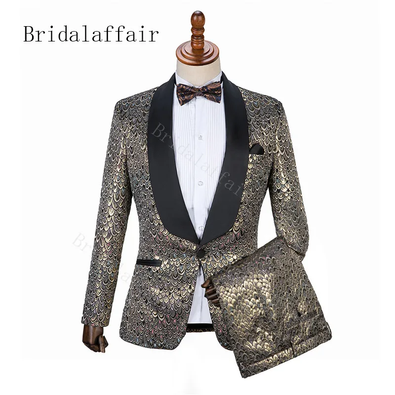 Bridalaffair элегантный мужской костюм розовый мужской s Костюм для свадьбы жениха смокинг пиджак брюки 2 шт на заказ Вышивка с отворотом - Цвет: same as image