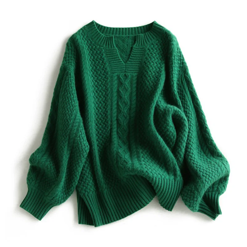 Fashion Womens Sweater Autumn Winter Cashmere Sweater Woman Loose V-Neck Sweaters And Pullovers Bottoming Shirt Plus Size