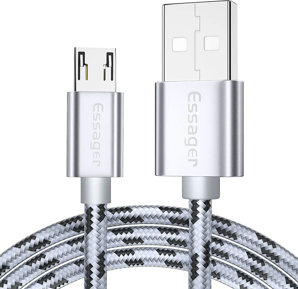 Silver Кабель Micro USB Essager для быстрой зарядки и передачи данных, зарядный кабель для samsung Xiaomi Redmi Note 5, провод Microusb, кабели для мобильных телефонов - Цвет: Silver