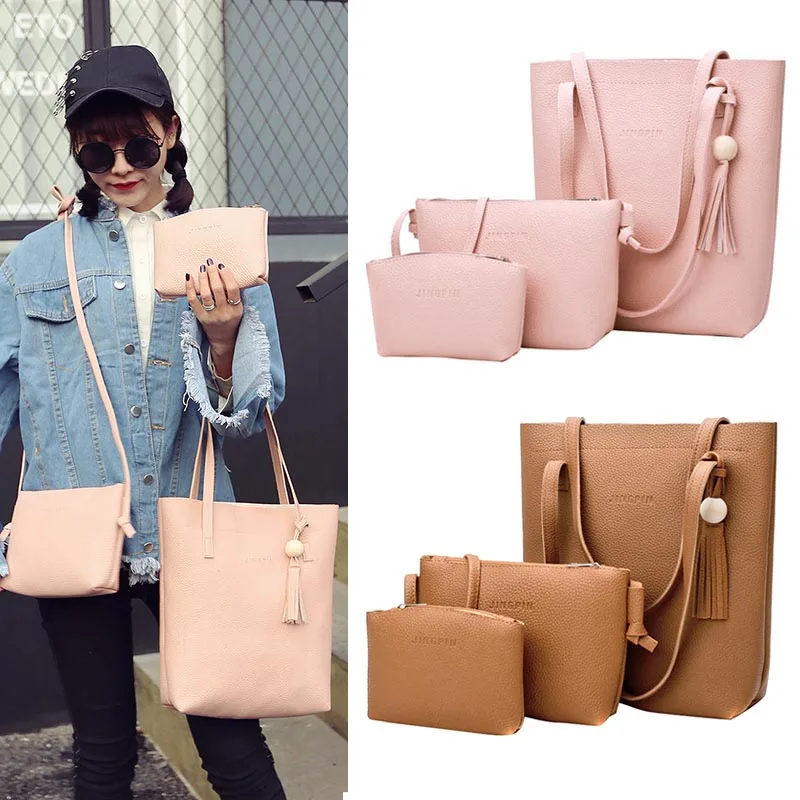 Комплект из 3 предметов Женская композитная сумка через плечо искусственная кожа