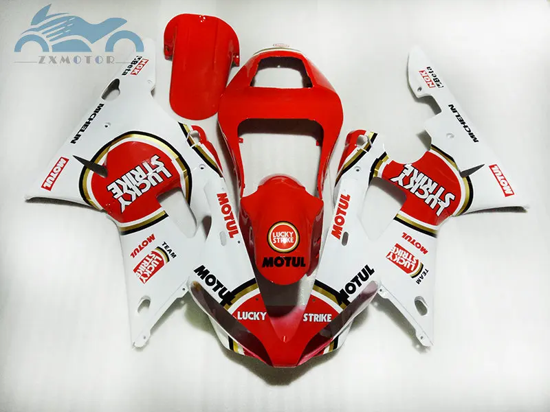 Пользовательские мотоцикл обтекатель комплект подходит для YAMAHA 2000 2001 YZFR1 00 01 YZF R1 послепродажный полный комплект Обтекатели красный Lucky Strike