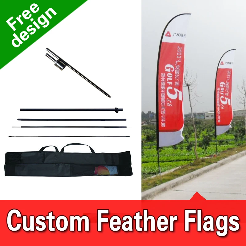 

Free Design Free Shipping Double Sided In-ground Spike Feather Competitive Advertising Wind Sails Wing Banners Blade Flags