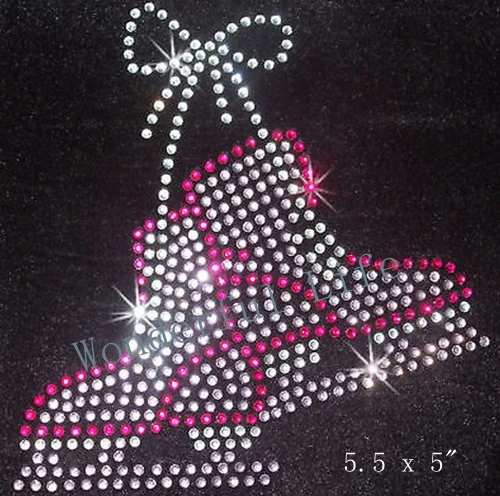 Качественная обувь для катания на коньках со стразами железный Дизайн-мотив