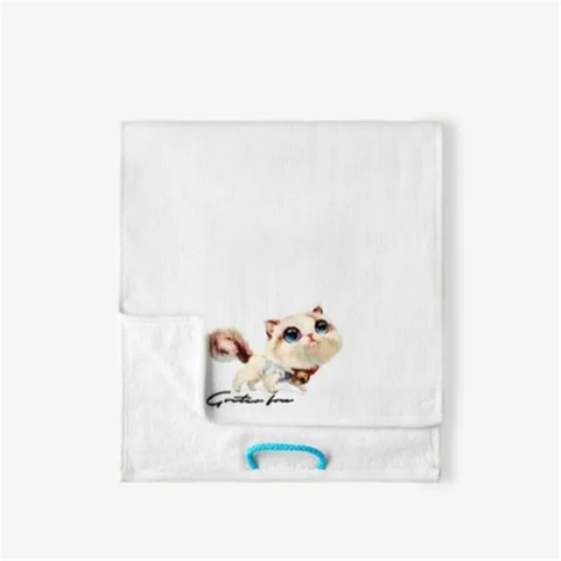 Cute cat cream 24x50 см хлопок животных мочалка мягкая впитывающая жаккардовое полотенце для рук s Домашний Детский ванная комната удобное полотенце для лица - Цвет: Cute cat cream