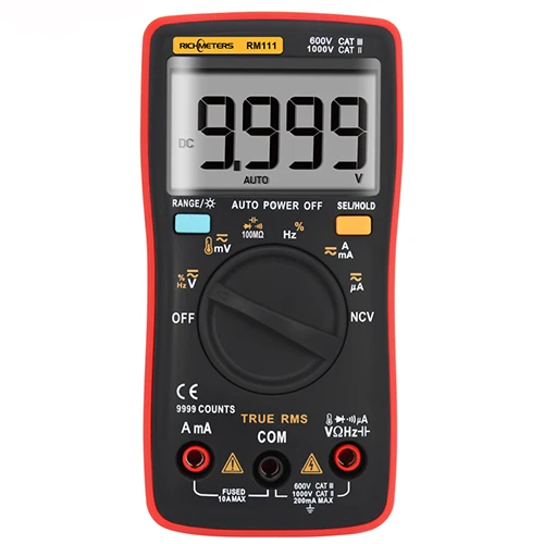 RM111(Temperature) RM111 NCV True-RMS цифровой мультиметр автоматический диапазон 9999 отсчетов 100 м ом температурный задний светильник AC/DC Напряжение Амперметр измеритель тока - Цвет: RM111(Temperature)
