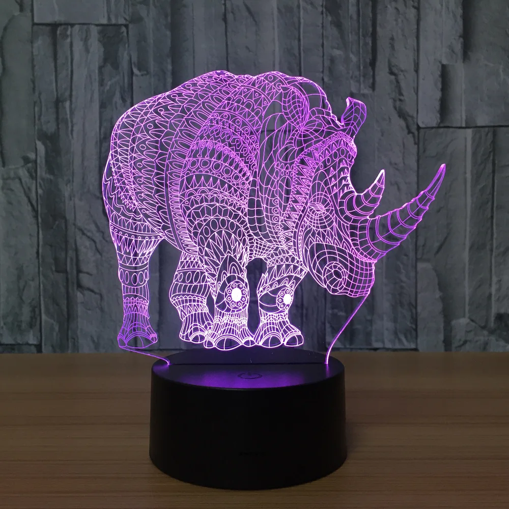 7 цветов настольная лампа Rhino Хэллоуин светодиодные Usb настольные лампы новинка