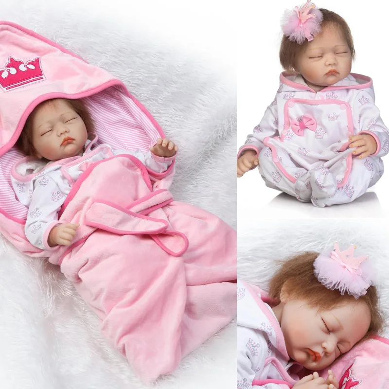 

NPK sleeping baby doll reborn 55cm Soft Silicone Reborn babies dolls for girls child birthday gift bebe realistic reborn