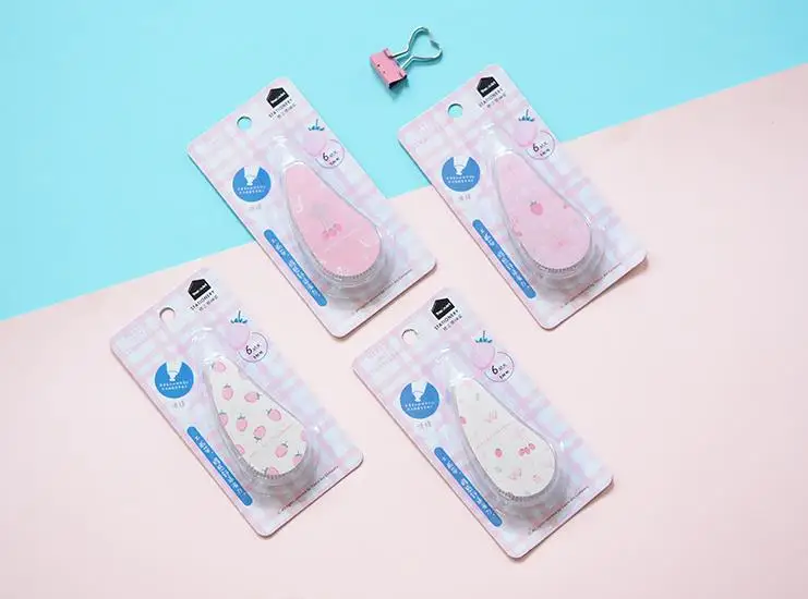 1 шт. Kawaii фрукты Клубника пресс тип декоративные пластиковые коррекционные ленты корректор Канцтовары офисный школьный поставка подарки