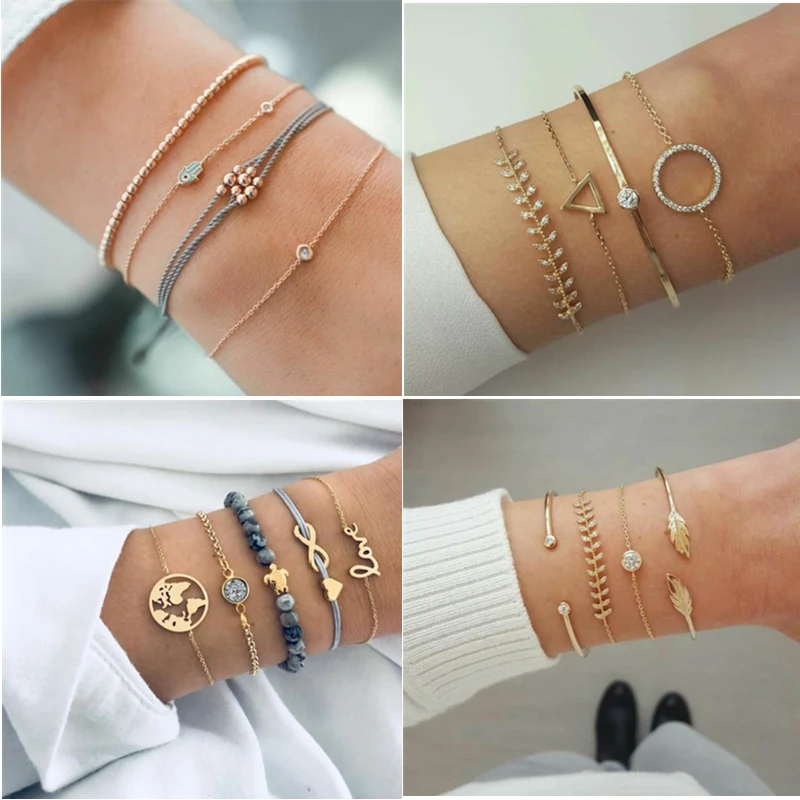 Винтажные браслеты с металлическим отверстием для женщин и девушек богемный