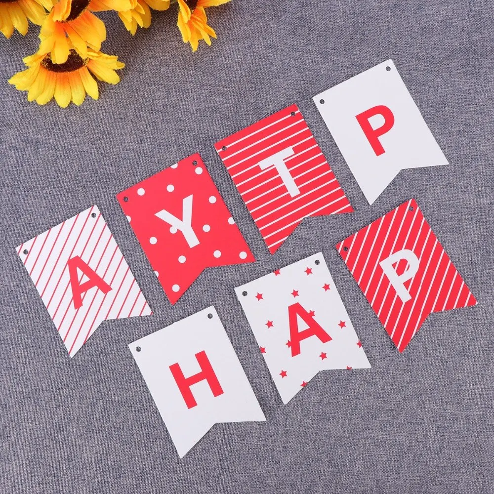 Баннер С Днем Рождения вечерние украшения карты с Красной веревкой день рождения