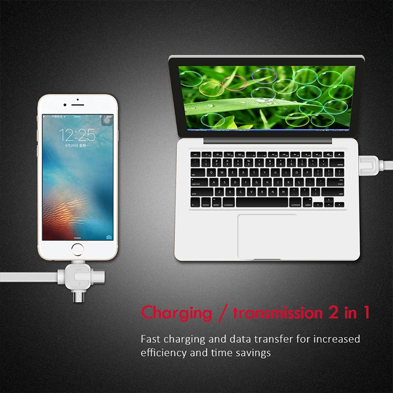 NOHON TPE 3 in 1 Lighting Charging&ampSync Data Cord For iPhone 7 8 6 Plus X Micro USB Type-C Fast Charge Xiaomi Charger Cables | Мобильные