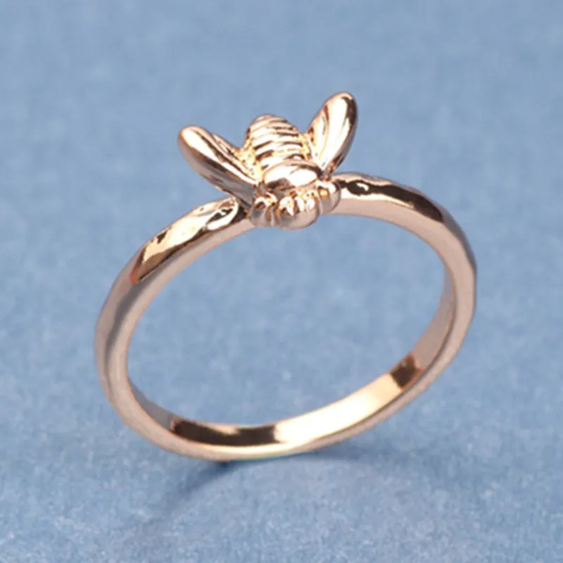 1 шт. подружки невесты Чистый золотой цвет Медь пчела палец тонкие кольца золото
