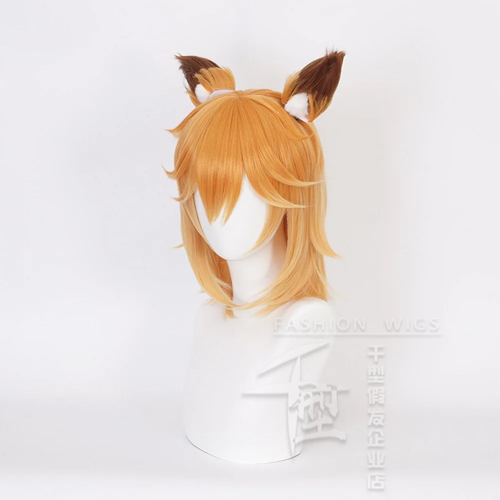 Парик для косплея аниме Sewayaki Kitsune no Senko san оранжевый с заколкой волос парик