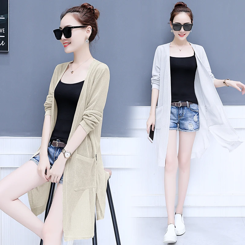 2018 New Summer Women Shirts Loose Long Is Prevented Bask Clothes In Air-conditioning Outside Shawl Blouse Shirt Pink 922 |