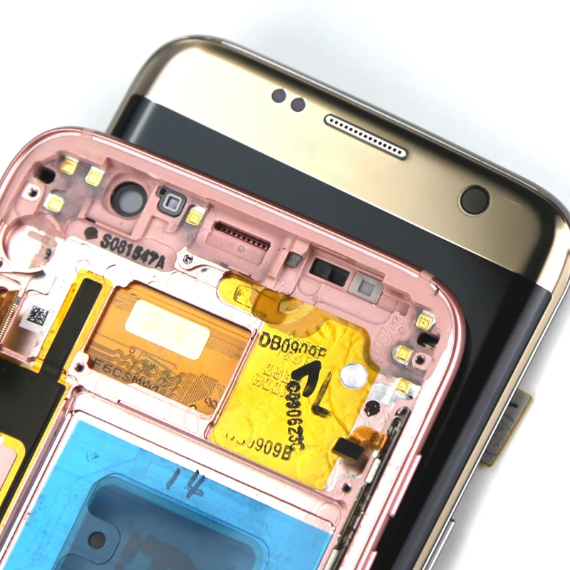 ЖК-дисплей G935F для Samsung S7 edge с рамкой протестированный AMOLED серый золотой