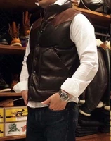 japan style 2021 winter fashion men genuine sheepskin leather duck down vest coat male jacket clothes sleeveless black xxxl 3xl