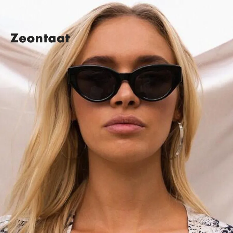 Женские и мужские винтажные солнцезащитные очки Zeontaat черные ретро кошачий глаз в