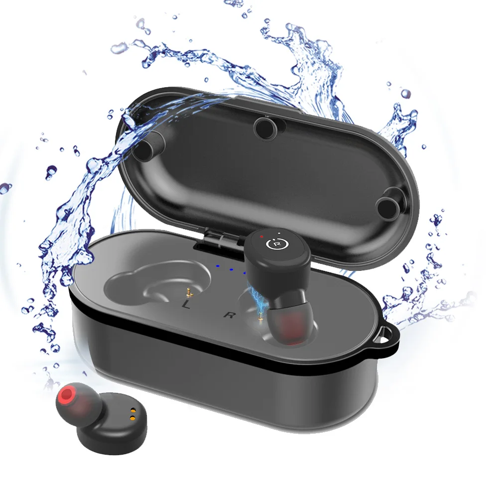 IPX8 водонепроницаемые беспроводные Bluetooth наушники бас стерео звук с микрофоном