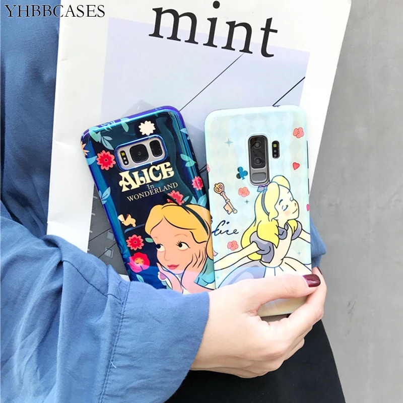 YHBBCASES для samsung S10 случае Симпатичные Алиса Блестящий телефон Обложка Galaxy S8 S9 плюс