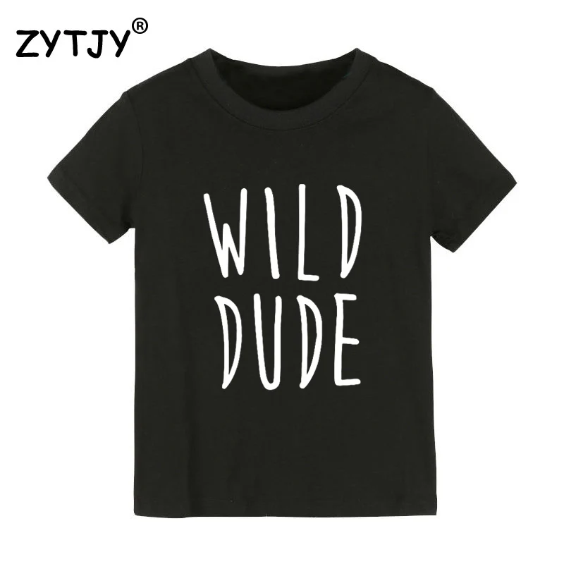 Детская футболка с надписью Wild Dude для мальчиков и девочек одежда малышей