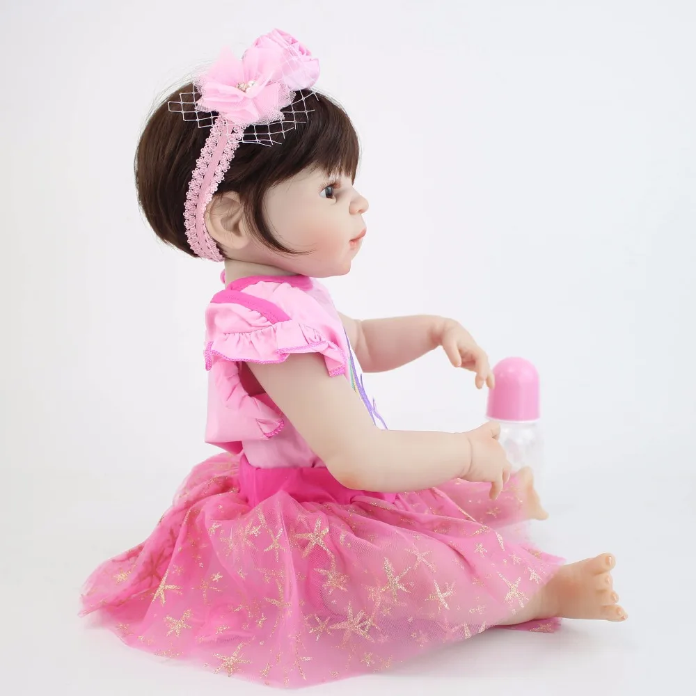 55 см Полный Силиконовые Винил Reborn Baby Doll как настоящая девушка Bonecas новорожденных