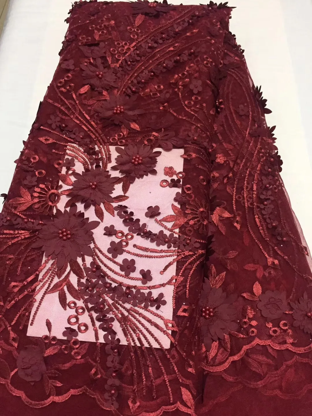 

African Lace Fabrics French High Quality Bridal Beaded Nigerian Lace Tulle Lace Fabric for Wedding Dress ALC-CD1822