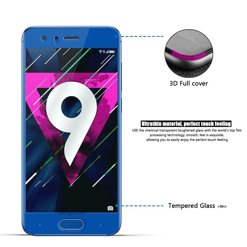 Honor 9 закаленное Стекло 3D изогнутые полный охват Экран Proetctor для huawei honor 9|tempered