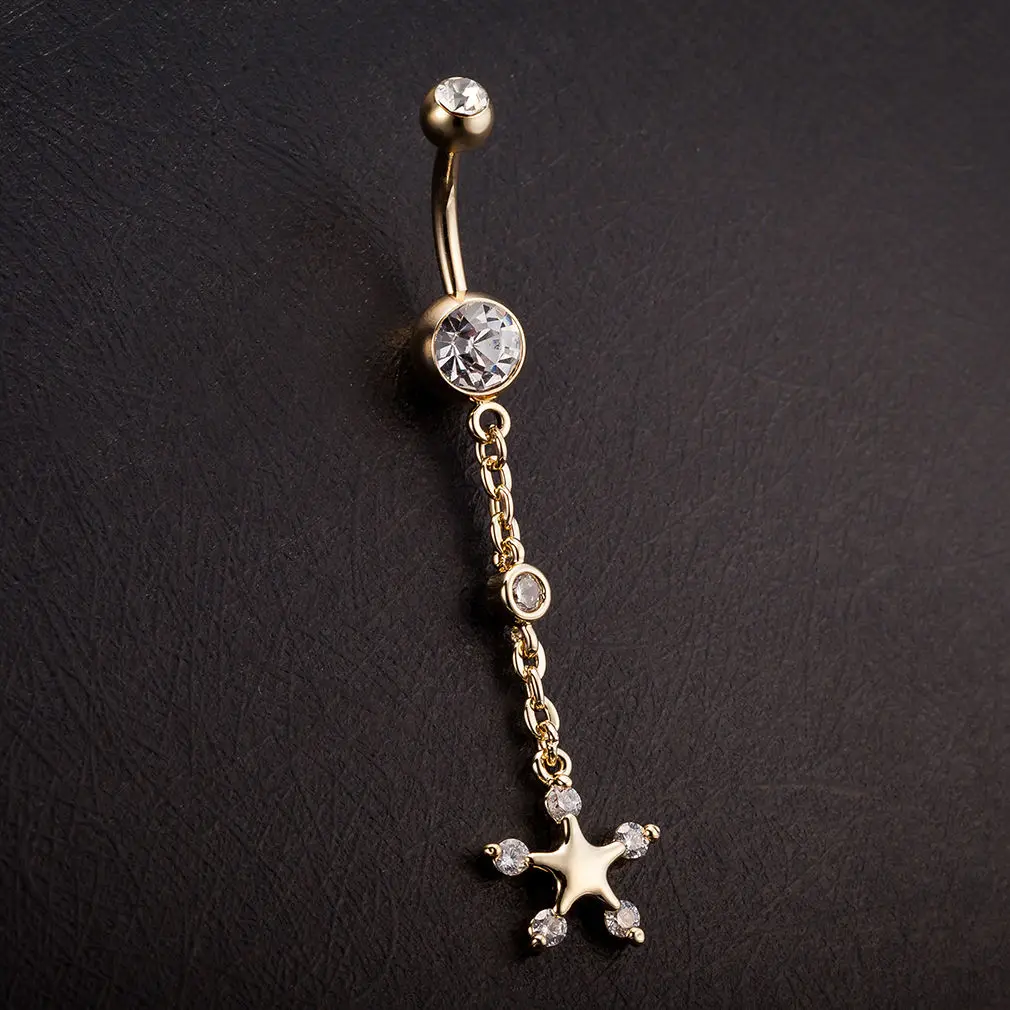 Женское кольцо для пупка из медицинской стали с бахромой и простыми лепестками