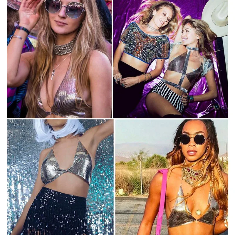 Dreszdi Sequin Bralette укороченный топ пикантные модные женские туфли для ночного клуба