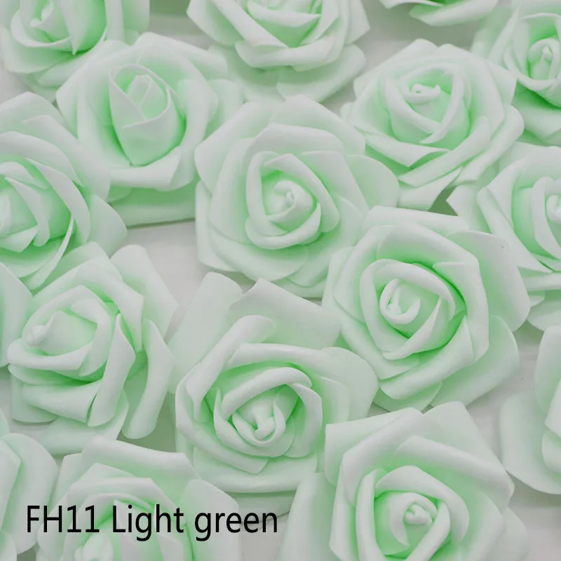 FH11 Light green 20pcs/Lot 6cm PE Foam Big Rose Flower Head Artificial Flowers Wedding Decorations DIY Scrapbooking Wreath Home Decor Crafts - Цвет: FH11 Light green