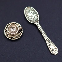 d 6pcs silver color retro coffee cup spoon charm alloy pendant necklace bracelet diy metal jewelry handmade a468