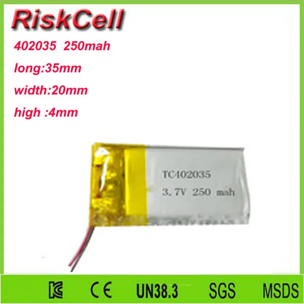 Бесплатная доставка 3 7 V 250mah 402035 литий полимерный аккумулятор для Mp3 MP4 MP5 GPS PSP